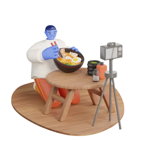 Food Vlogger  3D Illustration