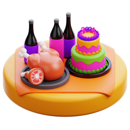 Foods and Drink Party  3D Icon
