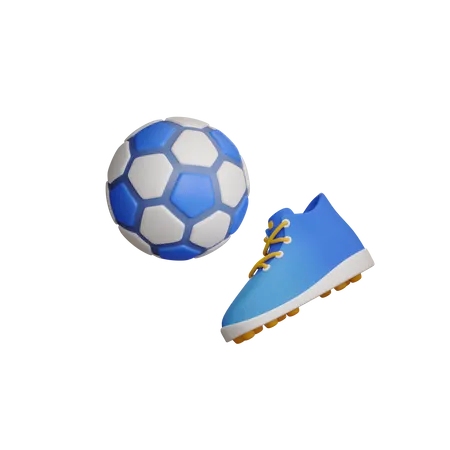 Football 3 D Icon Sport Shoes And Ball 3D Icon