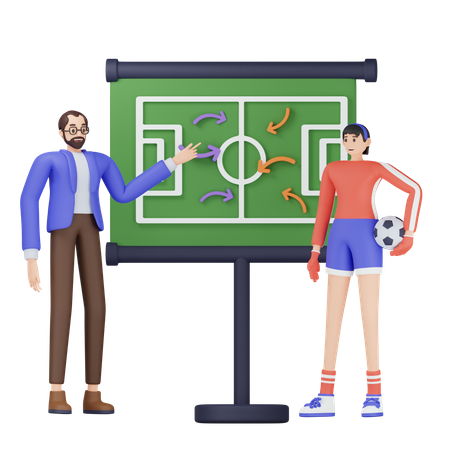 Football coach planning strategy 3D Illustration