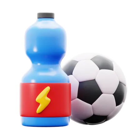 Sport Drink With Energy Bolt Symbol And Soccer Ball 3 D Icon Illustration Render Design 3D Icon
