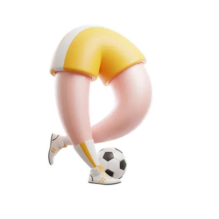 Soccer Player Kick Ball 3 D Illustration 3D Icon