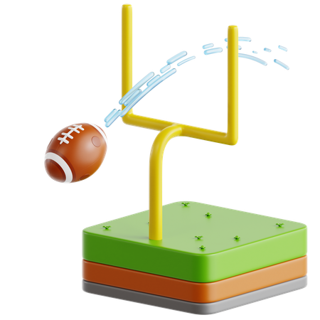 골대를 통과하는 축구공  3D Icon