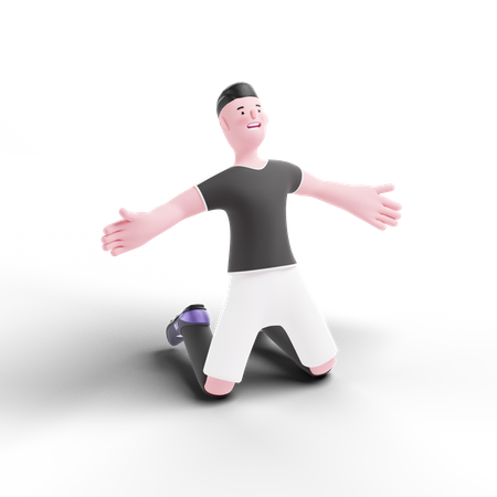 Football Player doing celebration of goal  3D Icon