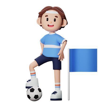 Football player doing corner kick  3D Illustration