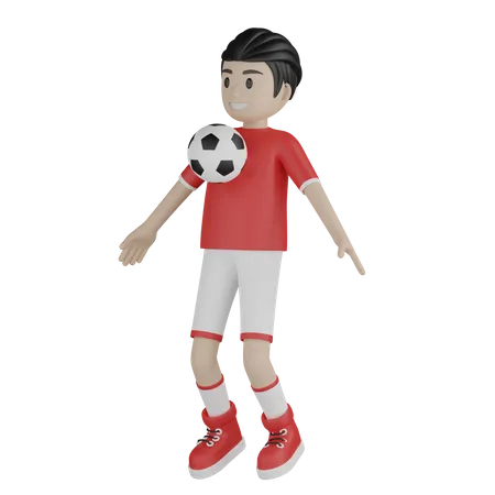 Football player doing freestyle 3D Illustration