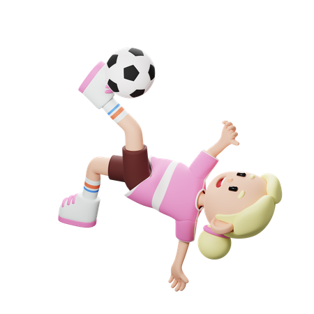 Football player doing Over Head Kick  3D Illustration