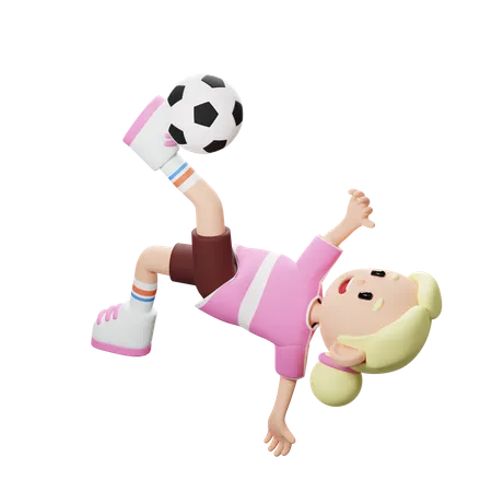 Football player doing Over Head Kick  3D Illustration