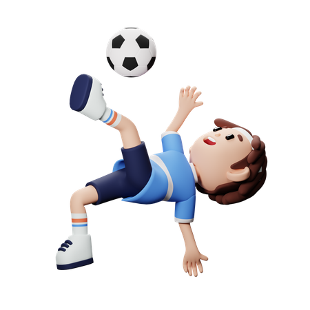 Football player doing Over Head Kick  3D Illustration