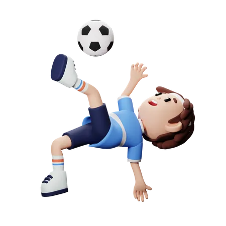 Football player doing Over Head Kick  3D Illustration