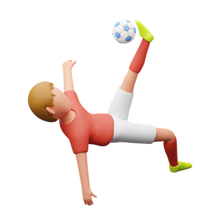 Football player doing Scissors Kick  3D Illustration