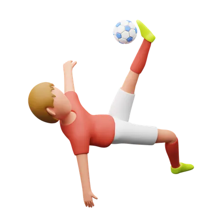 Football player doing Scissors Kick  3D Illustration