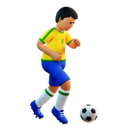 Football player dribbles 3D Illustration