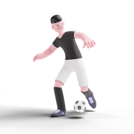 Football Player dribbling 3D Illustration