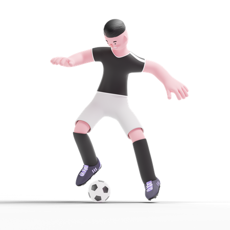 Football Player dribbling ball 3D Illustration