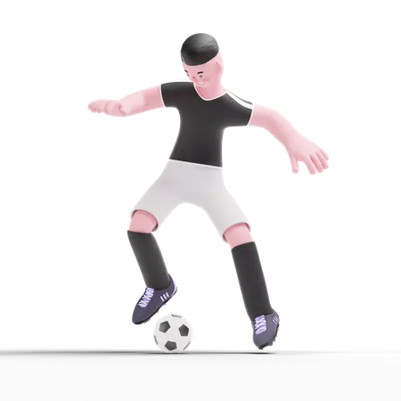 Football Player dribbling ball 3D Illustration