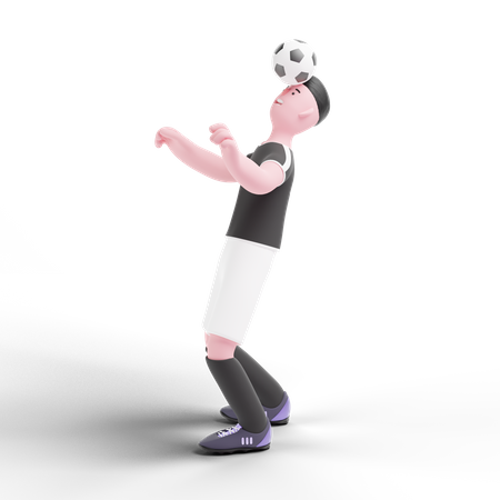 Football Player dribbling ball with head 3D Illustration