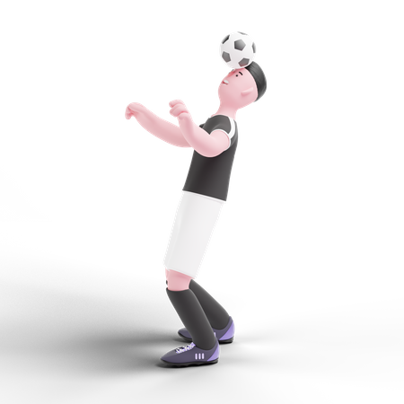 Football Player dribbling ball with head  3D Icon
