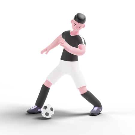 Football Player dribbling with ball 3D Illustration