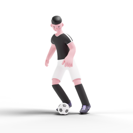 Football Player dribbling with ball  3D Illustration