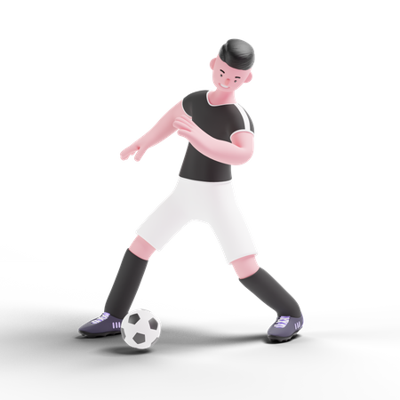 Football Player dribbling with ball  3D Icon