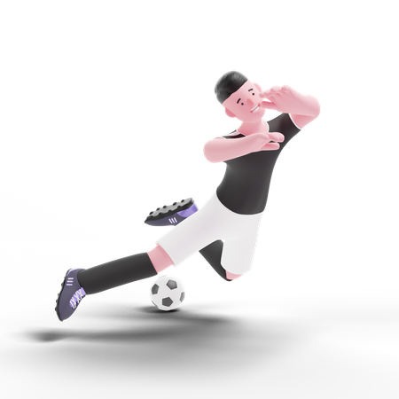 Football Player falling down 3D Illustration