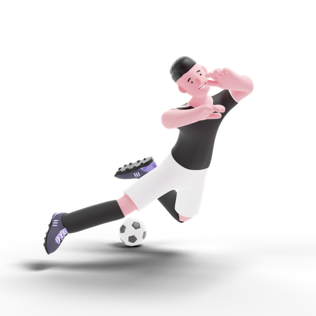 Football Player falling down  3D Icon
