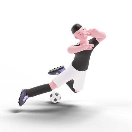 Football Player falling down  3D Illustration