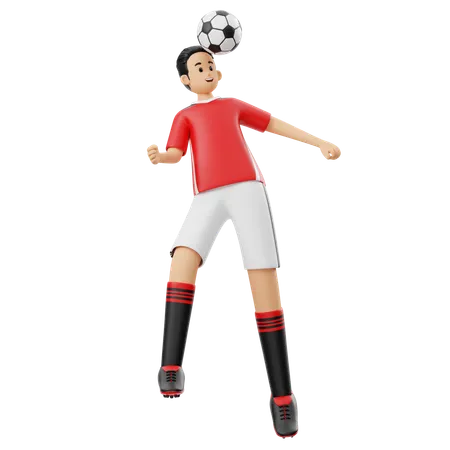 Football Player Heading Ball  3D Illustration
