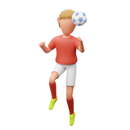 サッカー選手がヘディングでボールを打つ  3D Illustration