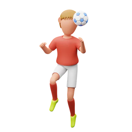 サッカー選手がヘディングでボールを打つ  3D Illustration