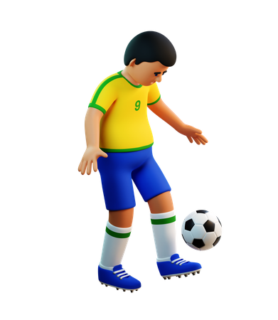 Football player juggles a soccer ball  3D Illustration