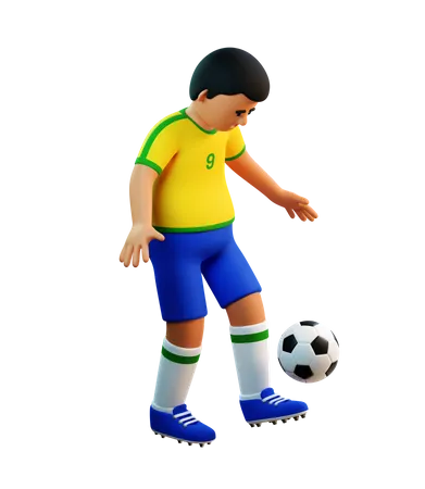 Football player juggles a soccer ball  3D Illustration