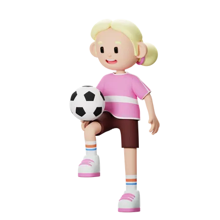 Football player Juggling ball  3D Illustration