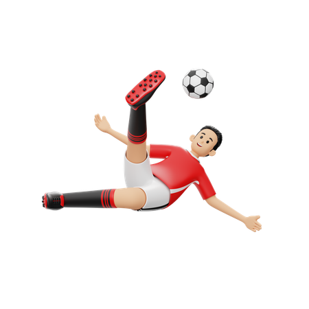 Football Player Kick Ball  3D Illustration