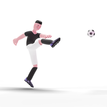 Football Player kicking ball 3D Illustration