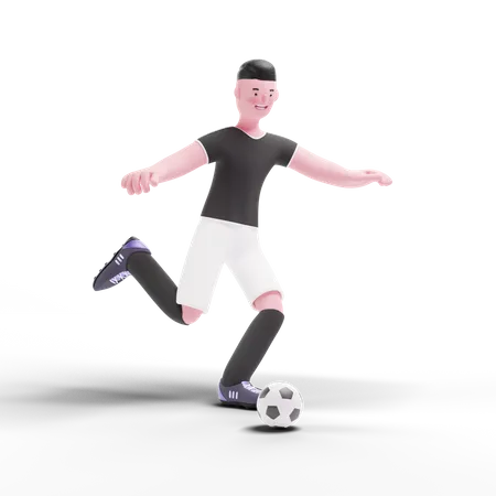Football Player kicking ball  3D Illustration