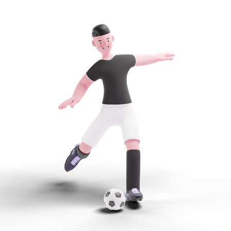 Football Player kicking ball for goal 3D Illustration