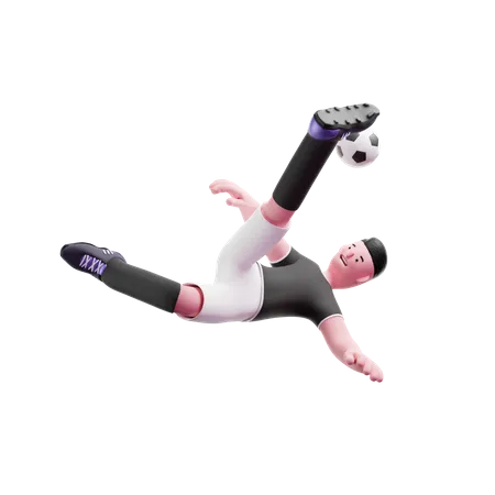 Football Player kicking ball in air 3D Illustration