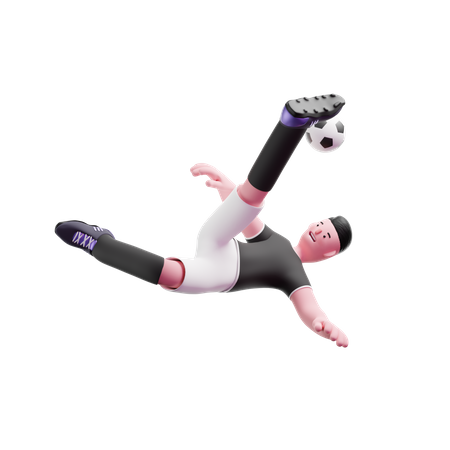 Football Player kicking ball in air  3D Icon