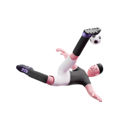 Football Player kicking ball in air  3D Illustration