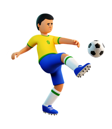 Football player kicks the ball 3D Illustration