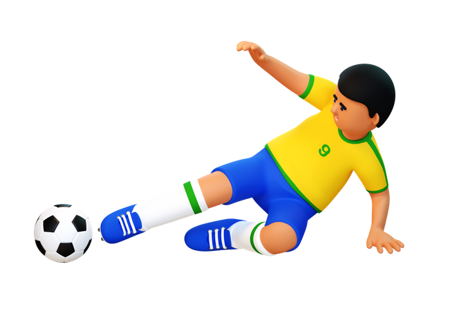 Football player makes sliding tackle in the game  3D Icon
