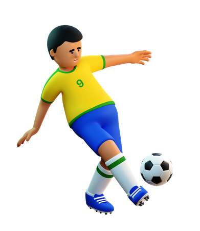 Football player passing ball  3D Illustration