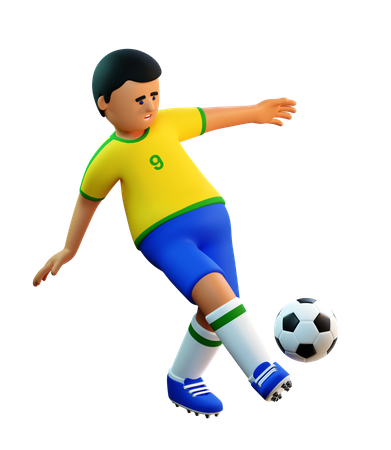 Football player passing ball 3D Illustration