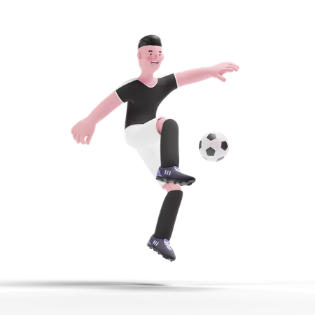 Football Player playing in match 3D Illustration