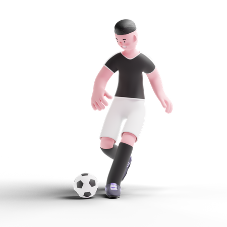 Football Player playing in match  3D Illustration