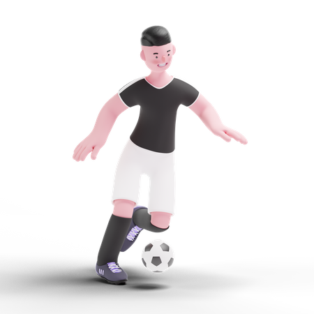 Football Player practicing for match 3D Illustration
