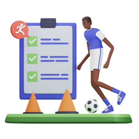 Football player practising according to plan  3D Icon