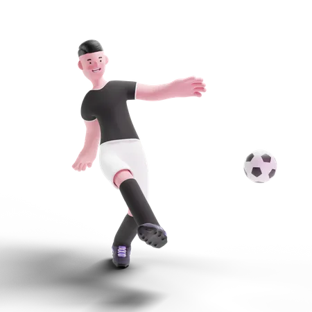 Football Player scoring goal 3D Illustration